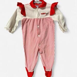 Vintage 0-3 months 70s Playskool romper w candy cane Christmas embroidery